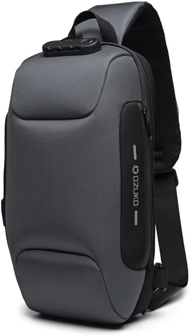 Sling Bag for Men Anti Theft Backpacks With USB Charger Travel Hiking Chest Bag Daypack Water Proof Sports Mountaineering(Gray)