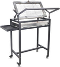 Floor-Standing Rotisserie Grill - 360 Rotating Stainless Steel Flipping Barbecue with Foldable for Outdoor Camping Backyard Includes Wheels Removable Ash Drawer (KA-6168L)
