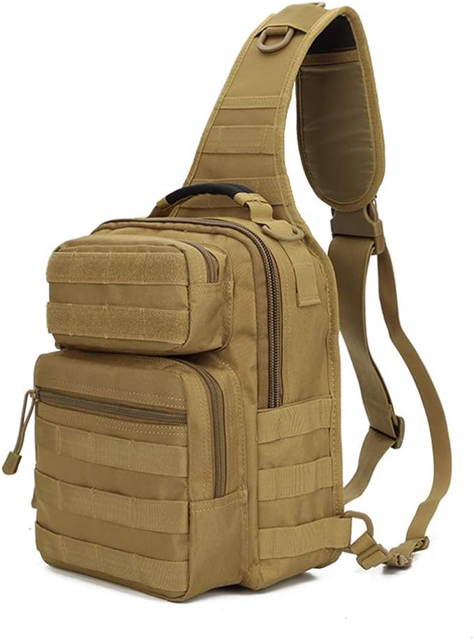 Sunnystacticalgear Outdoor Sports Hiking Sling Bag Shoulder Pack Camouflage Tactical Molle Chest Bag - Tan