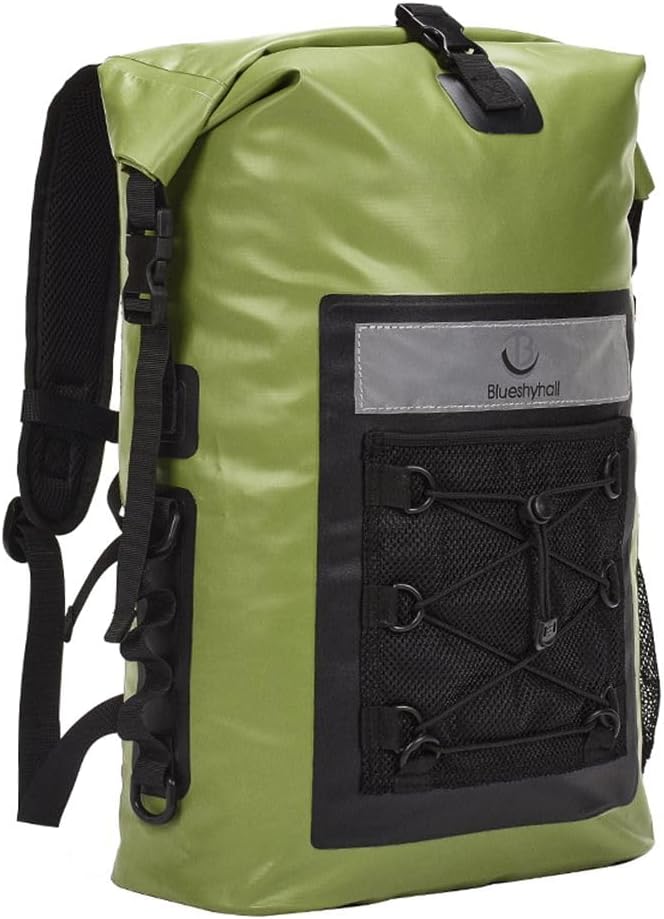 Blueshyhall 30L Waterproof Dry Backpack Outdoor Travel Roll Top Closure Water Repellent Duffle Storage Sack for Kayaking Rafting Boating Fishing Camping and Beach - Green