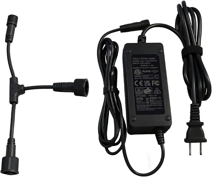 ASAHOM Power Injection T-Connector with S1070 Power Supply only for ASAHOM S1070 RGBCW Permanent Outdoor Lights (Black)