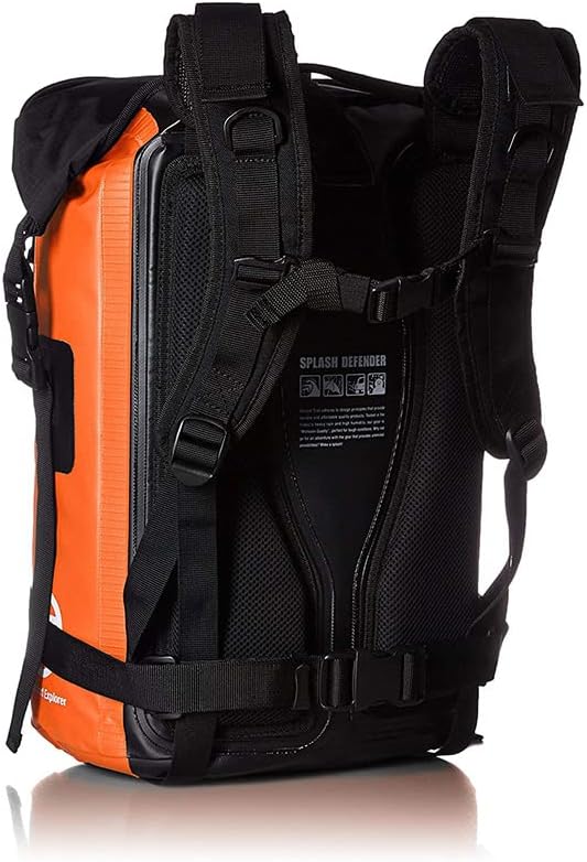Stream Trail Waterproof Backpack 25L Heavy Duty Roll-Top Closure with Easy Access Front-Zippered Pocket and Cushioned Padded Back Panel for Comfort IPX6 Water Rsistance Dry Bag Orange