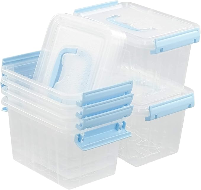 3 Quart Plastic Storage Bins Pack of 6 Small Boxes with Lids