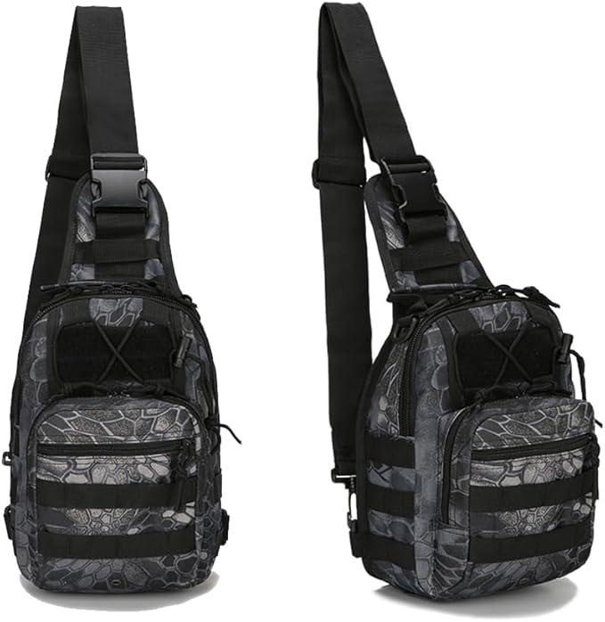 SUMAC Universal Backpack for Camping HikingCompactDurableWater Resistant Used as Tactical Sling Pack Chest Bag Hand BagCross-Body PackPouch (Black)