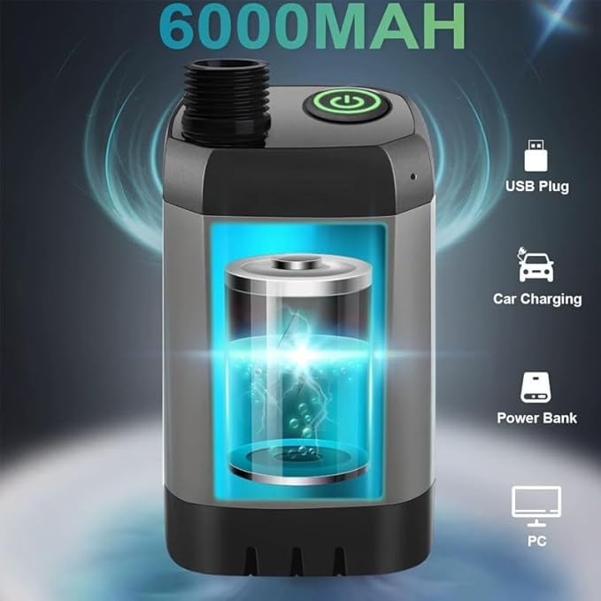 Portable Rechargeable Outdoor Camping Shower Pump High Pressure Camping Shower System with Hose Ideal for RV Beach Garden &amp Pet Washing (Grey 6000mA)