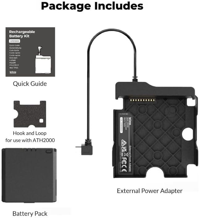 Brinno Rechargeable Camera Battery APB1000 - Extended Battery Kit for Time Lapse Cameras - Includes 1 MRB1000 Battery Pack External Power Adapter Hook and Loop Tape - Compatible with Solar Power Kit