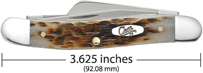 Case XX WR Pocket Knife Medium Stockman With Genuine Bone Handle Stainless Steel Blades Length Closed: 3 5/8 Inches (Amber Bone W/Sharpening Stone)