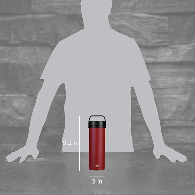ESPRO Go P0 Ultralight French Press Coffee Maker for Travel Vacuum Insulated Stainless Steel 16 Ounces Cranberry