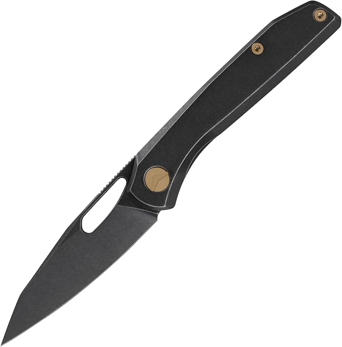Folding Pocket Knife 3.23 S90V Blade EDC Knife with Titanium Handle Small Pocket Knife with Clip and Frame Lock Sharp Camping Hiking Hunting Survival Knives for Men (Black)