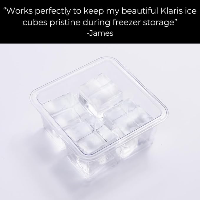 Klaris 2 Cube Storage Containers (5 pk) - Craft Ice Storage with Lids | Stackable Compact and Robust for Freezer | Keeps Ice Fresh &amp Clear | Compatible with any 2 Cubes &amp Spheres