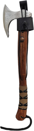Textured Stainless Steel Bearded Viking Axe Solid Hardwood Haft Hatchet Camping Tool