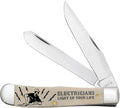 Case XX WR POCKET KNIFE ELECTRICIAN SMOOTH NATURAL BONE TRAPPER 4 1/8 INCHES CLOSED ITEM #1067659