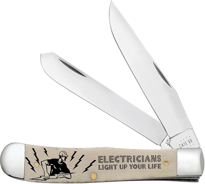 Case XX WR POCKET KNIFE ELECTRICIAN SMOOTH NATURAL BONE TRAPPER 4 1/8 INCHES CLOSED ITEM #1067659