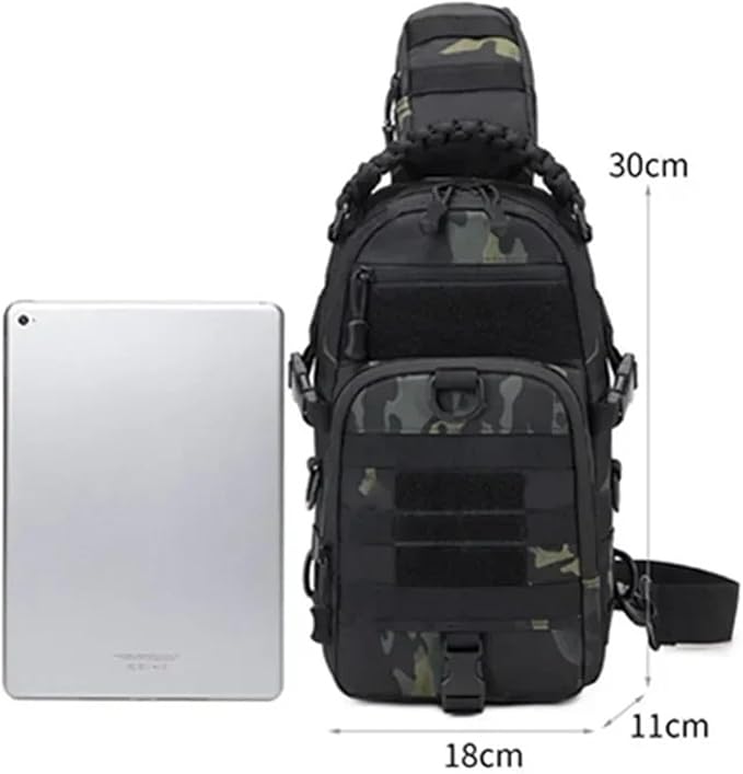 Men's Fishing Chest Bag Tactical Sports Shoulder Fanny Pack Camping Cycling MOLLE Sling Bags EDC(Tan)