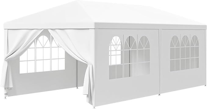 HomGarden 10'x20' Outdoor Canopy Tent Camping Gazebo Storage Shelter Pavilion Cater for Party Wedding Events BBQ w/4 Removable Enclosure Sidewalls &amp 2 Zippered Doorways