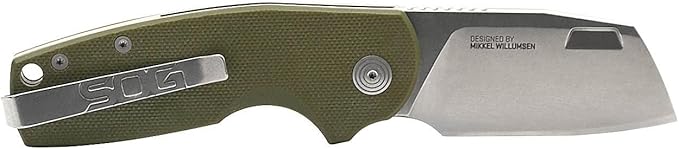 SOG Stout FLK Cleaver Daily Carry Folding Knives | G10 &amp Steel Handle | CRYO D2 Steel Blade | Short-Blade Frame Lock Folder