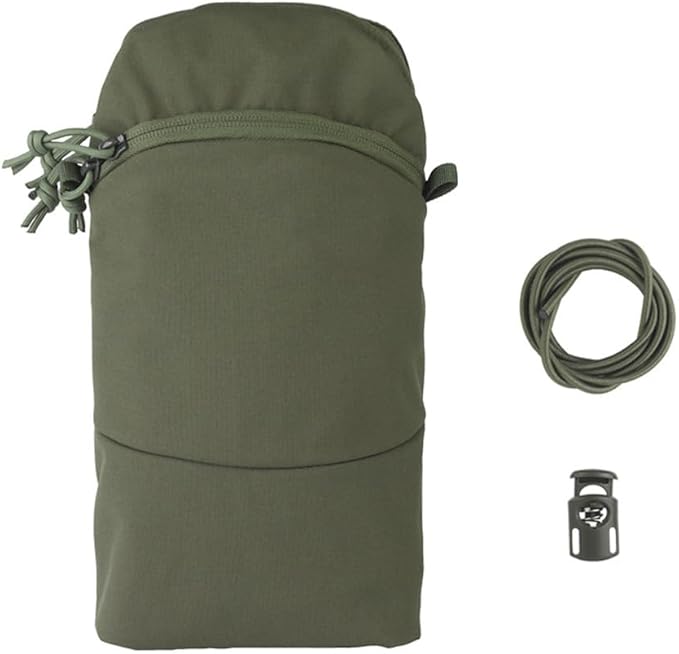 Tactical Pocket 3-Pocket Division Hydration Pouch Bag Lightweight Backpack Attachment Pouches with Elastic Rope for Tactical Organization
