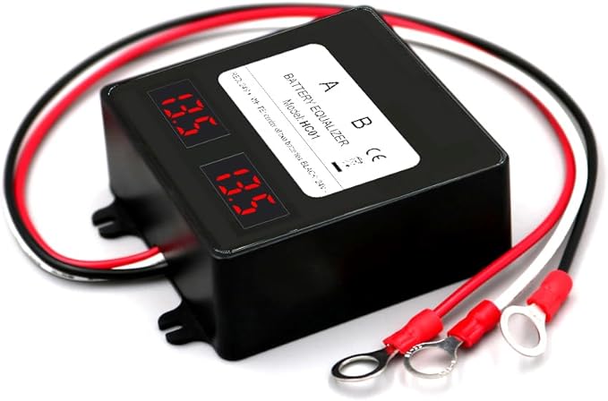 HC01 Battery Equalizer 2PCS Batteries DC Inverter 5A Current Active Voltage Balancer Li li-ion Lead Acid Battery Connect LED Display (2 X 12V)