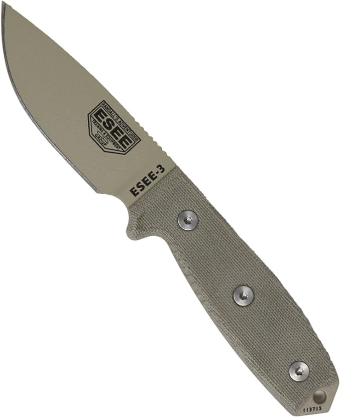 ESEE Knives 3P Fixed Blade Knife with Molded Polymer Sheath