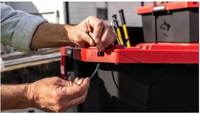 27 Gal. Pro Grip Storage Tote in Black with Red Lid