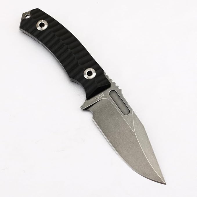 BD02 Fixed Edge Knife 22.9CM Stainless Steel Blade G10 Handle Full Edge EDC Tool Straight Knife for Work Camping Survival (Stone Wash Black Stone Wash White) (Black handle and black blade)