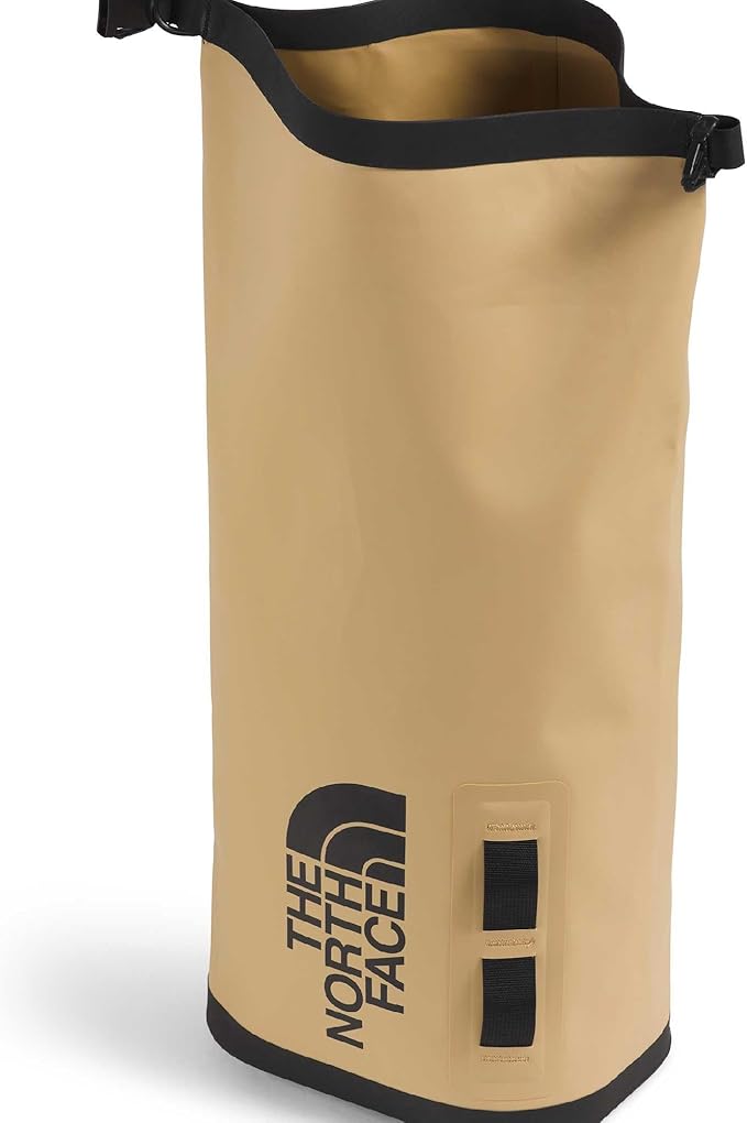 The North Face Base Camp Dry Bag - Roll-Top Waterproof Stuff Sack Ideal for Camping Gear &amp Kayak Accessories Khaki Stone/TNF Black 12 Liters