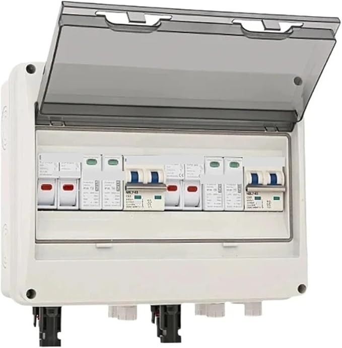 CAARLA Solar Combiner Box Outdoor 2 String 2 Input 2 Output 600V IP65 PV Solar Surge Protection DC Combiner Box(DC Fuse 15A)