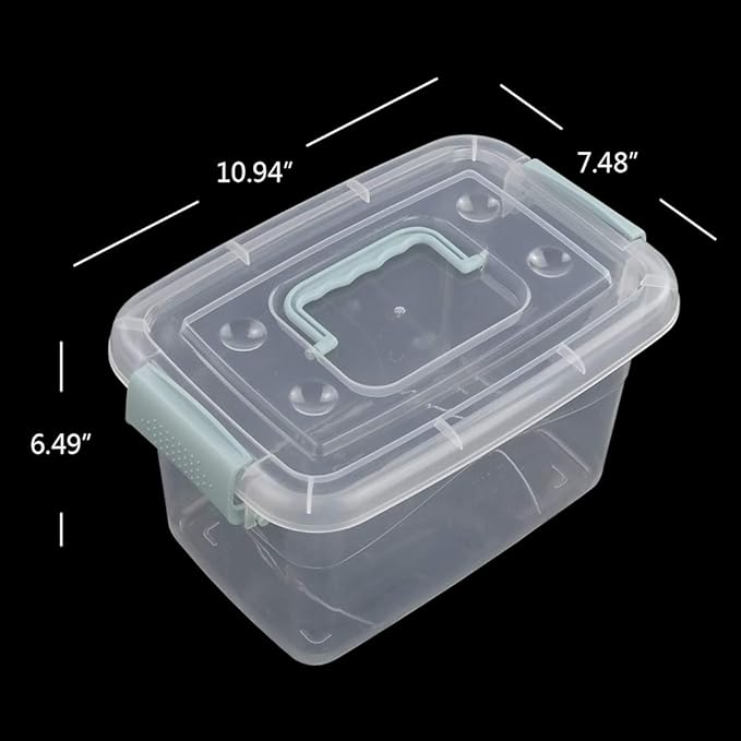 Sandmovie Clear Storage Latch Bin Plastic Storage Container Box with Lid and Handle 6 Packs
