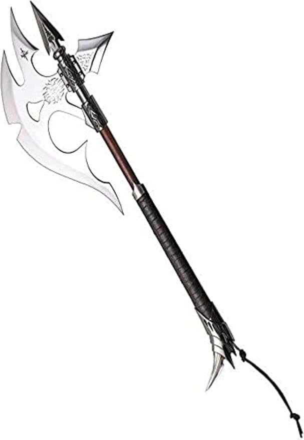 Kit Rae Black Legion War Axe - Special Edition | 19 1/2 420 Stainless Steel Blade | Leather-Wrapped Grip | Solid Metal Fittings with Back Spike | Includes Art Print &amp Certificate | 36 Overall