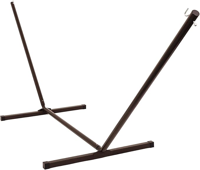 Lazy Daze Hammocks Portable 2 Person Heavy Duty Steel 12 FT Hammock Stand with Hooks and Chains for Outside Patio Backyard 450 Pounds Capacity Coffee Frosted
