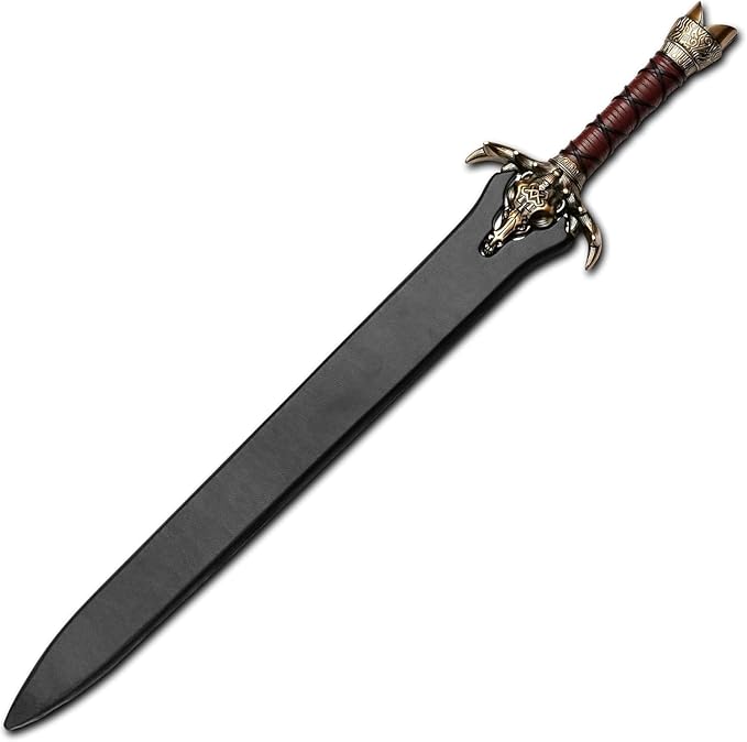 Conan The Barbarian Real Swords 42'' Handmade Conan Atlantean Sword 1095 Carbon Steel Brass Fittings Full Tang Leather Sheath Viking Sword Real King Tool 7.5 lbs Gifts for Men (Conan Father Sword)