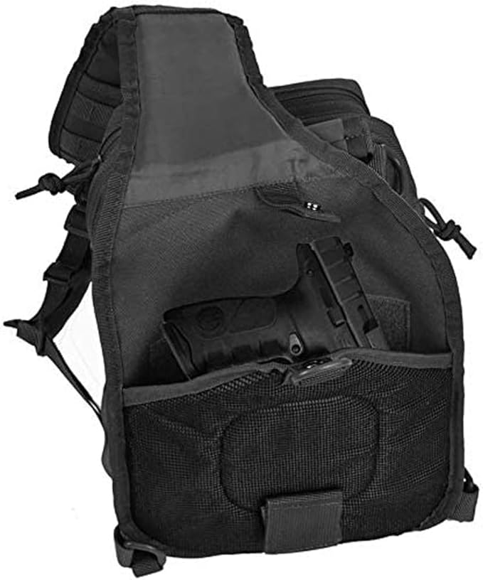REEBOW GEAR Tactical Sling Pack for Men Military Single Shoulder Backpack Outdoor EDC Range Bag (Style 01-Black)