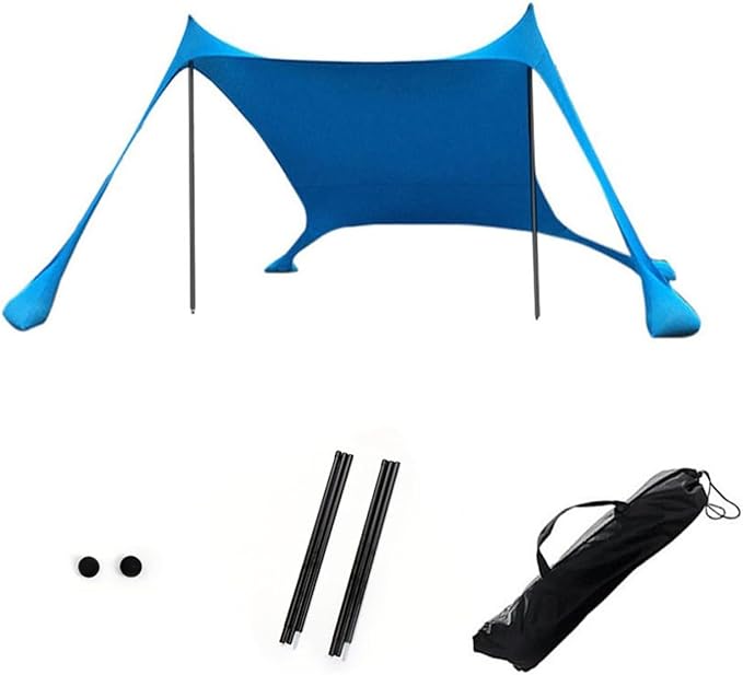 Outdoor Travel Outdoor Beach Tent Sun Shelter Camping Shades Tents Windproof One-Piece Beach Canopy Tents UPF50+ Portable Family Tent Suitable for Outdoor Family Camping Fishing(Blue)