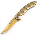 Folding knife 3D relief keel pattern 8Cr14MoV handle material for Camping Finshing Hunting Survival for Men Women (A2)