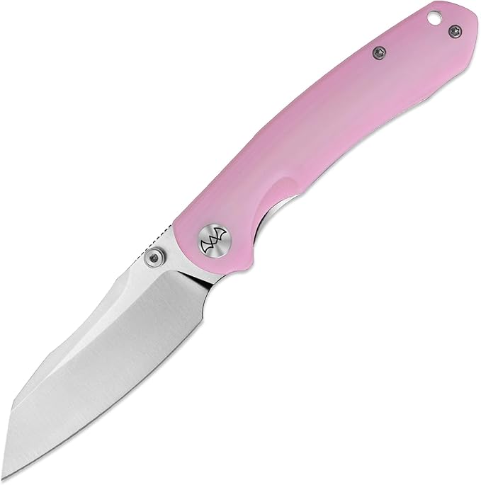 Folding Pocket Knife 3.35 14C28N Blade G10 Handle Liner Lock EDC Knife Small Pocket Knife for Men Sharp Pocket Knives Camping Hiking Hunting Survival Knives with Clip (Pink)