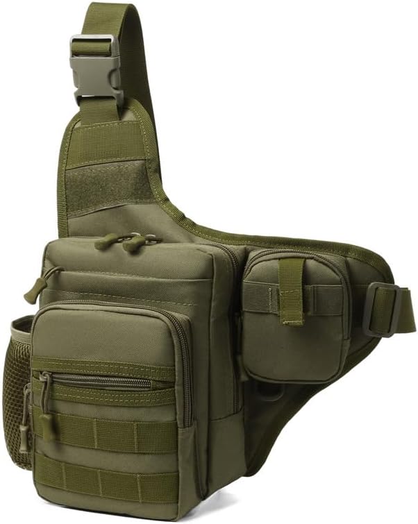 Jungle Leopard Fishing Shoulder Bag Cycling Crossbody Tactical Chest Pack Single Backpack Travel Climbing Camping(RG)