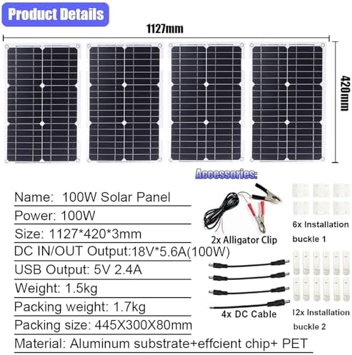 100W Solar Panel Kit with 4000W Inverter 50A Charge Controller Off-Grid Solar Power System for Home Backup &amp Outdoor Use 12V to 110V/220V Solar Inverter Kit