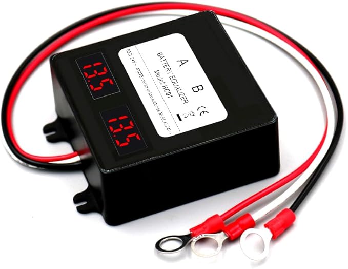 HC01 Battery Equalizer 2PCS Batteries DC Inverter 5A Current Active Voltage Balancer Li li-ion Lead Acid Battery Connect LED Display (2 X 12V)