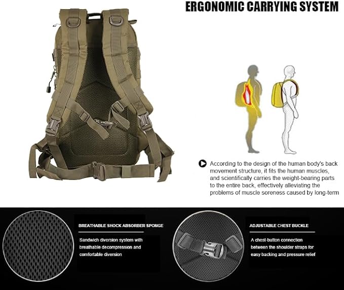 Miramrax Small Tactical Backpack Military Daypack - 30L Backpack for Men Molle Assault Pack Bug Out Bag for Hiking Camping Travel Army Hunting Rucksack Trekking (Green)