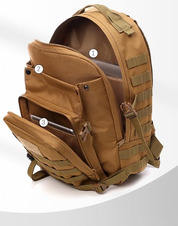 Tactical Backpack Military Molle Hiking 20-35L Tactical outdoor camouflage bag mountaineering wilderness camping dark brown