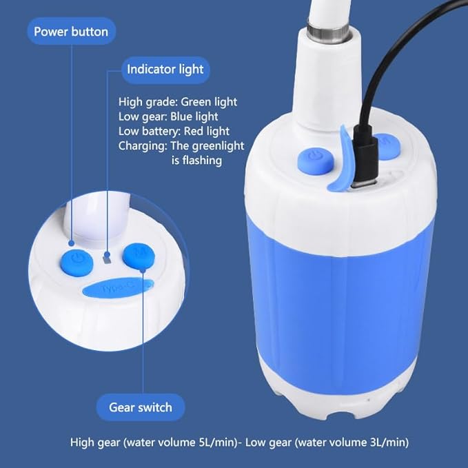 Portable Camping Shower Outdoor Camp Shower PumpUpgrade Rechargeable Electric Shower Pump with Intelligent Digital Display Multiple Spray Modes for Camping Hiking Traveling