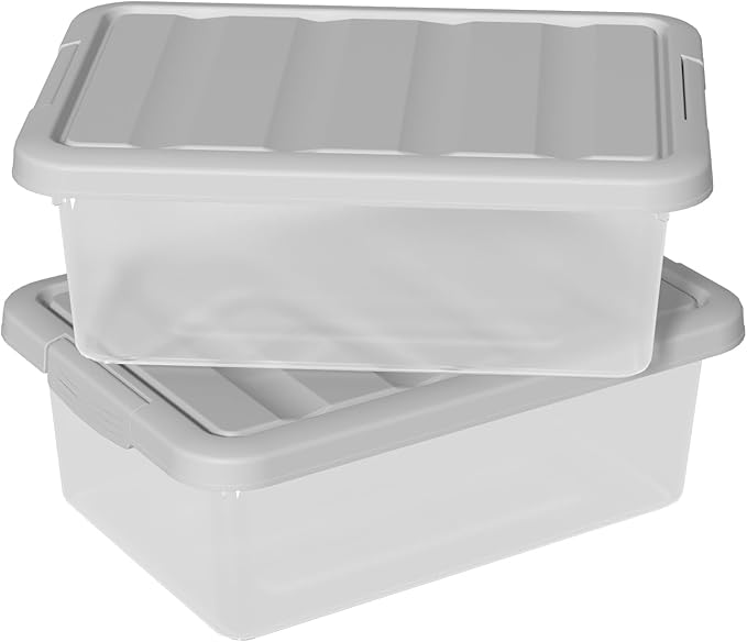 14 L 2 Pack Plastic Storage Bins with Lids Clear Latch Storage Box Stackable Organization Containers