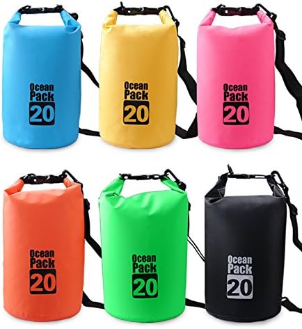 JIAN YA NA Waterproof Dry Bags Roll Top Dry Compression Sack Keeps Gear Dry Bags with Adjustable Strap for Outdoor Kayaking Beach Rafting BoatingBonus Waterproof Phone Case (Pink 20L)