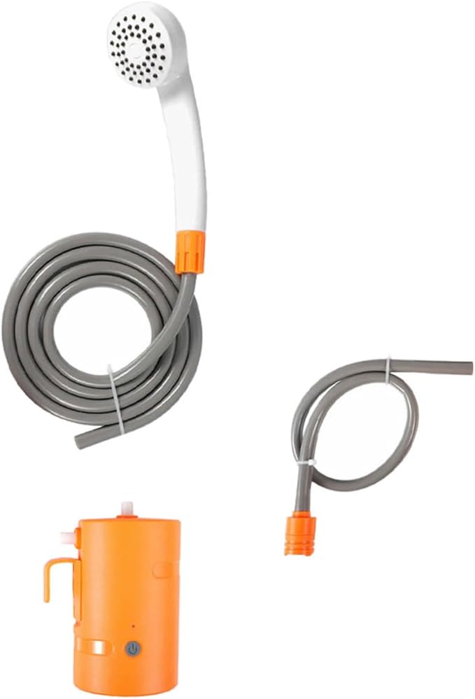 Abaodam 1Set Shower with Lighting Outdoor Camping Shower Rechargeable Battery Powered Compact Design for for Beach and Hiking Adventures Orange
