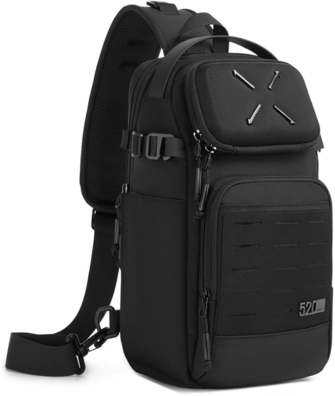 OZUKO Tactical Sling Bag Black Small Crossbody Backpack for Men Casual Shoulder Chest Bag for Travel Work &amp Everyday Use