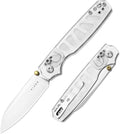 Kizer Pokiman CS Pocket Knife 3.16 Sheepsfoot AEB-L Blade Folding Knives with White Acrylic Handle Thumb Stud EDC Knife for Men Women V3789A5