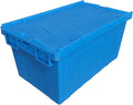 1 PCS 16.5 Gallon Industrial Distribution Tote with Hinged Attached Lid – Stackable &amp Nestable Reusable Heavy-Duty Transport Container for Warehouse Logistics and Moving Use