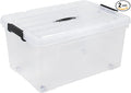 2 Packs 105 Quarts Heavy Duty Storage Bins with Lids Wheels Plastic Storage Containers - Locking Lid Stackable Clear Bins for Garage/Closet Crush-Proof Design