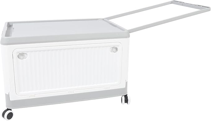 Foldable Storage Bin with Lid Wheels Stackable Rolling Utility Storage Container with Handle Clothes Books Snack Shoe Grocery Collapsible Bins with Lids (L (71x50cm/28x19.7in))