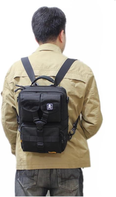 Looyoo/A99 Multifunctional Shoulder Backpack Military Tactical backpack Handbag 1050D Nylon Fabric (Black)